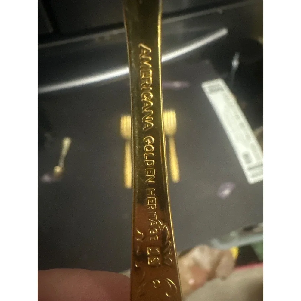 Americana Golden‎ Heritage Gold Electroplate Salad Forks Set of 5 Floral Scroll